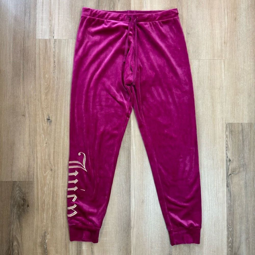 Juicy Couture Pink Velour Velvet Spell-out Lounge Casual Pants Women’s Small